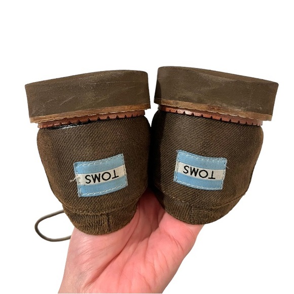 TOMS Brogue Canvas Oxford Shoes Lace up Wingtip Brown Casual Dress 9.5 - Picture 3 of 6